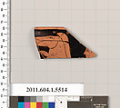 Terracotta rim fragment of a kylix (drinking cup), Terracotta, Greek, Attic