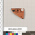 Terracotta rim fragment of a kylix (drinking cup), Terracotta, Greek, Attic