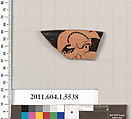 Terracotta rim fragment of a kylix (drinking cup), Terracotta, Greek, Attic