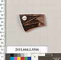 Terracotta rim fragment of a kylix (drinking cup), Terracotta, Greek, Attic