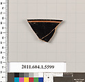 Terracotta rim fragment of a kylix (drinking cup), Terracotta, Greek, Attic