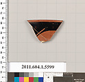 Terracotta rim fragment of a kylix (drinking cup), Terracotta, Greek, Attic