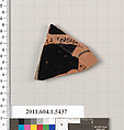 Terracotta fragment of a kylix (drinking cup), Attributed to the Painter of Berlin 2268 [DvB], Terracotta, Greek, Attic