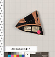 Terracotta fragment of a kylix (drinking cup), Attributed to the Painter of Berlin 2268 [DvB], Terracotta, Greek, Attic