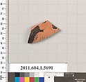 Terracotta fragment of a kylix (drinking cup), Terracotta, Greek, Attic