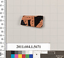 Terracotta fragment of a kylix (drinking cup), Terracotta, Greek, Attic