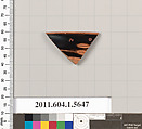Terracotta rim fragment of a kylix (drinking cup), Terracotta, Greek, Attic