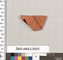 Terracotta fragment of a kylix (drinking cup), Terracotta, Greek, Attic