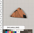 Terracotta fragment of a kylix (drinking cup), Terracotta, Greek, Attic