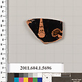 Terracotta fragment of a kylix (drinking cup), Terracotta, Greek, Attic
