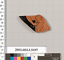 Terracotta fragment of a kylix (drinking cup), Terracotta, Greek, Attic