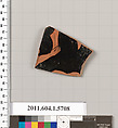 Terracotta fragment of a kylix (drinking cup), Terracotta, Greek, Attic
