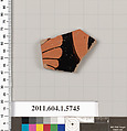 Terracotta fragment of a kylix: eye-cup  (drinking cup), Terracotta, Greek, Attic