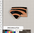 Terracotta rim fragment of a kylix: eye-cup  (drinking cup), Terracotta, Greek, Attic