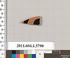 Terracotta fragment of a kylix: eye-cup  (drinking cup), Terracotta, Greek, Attic