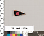 Terracotta fragment of a kylix: eye-cup  (drinking cup), Terracotta, Greek, Attic
