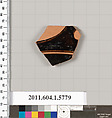 Terracotta fragment of a kylix: eye-cup  (drinking cup), Terracotta, Greek, Attic
