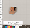 Terracotta fragment of a kylix: eye-cup  (drinking cup), Terracotta, Greek, Attic