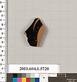 Terracotta fragment of a kylix: eye-cup  (drinking cup), Terracotta, Greek, Attic