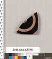 Terracotta fragment of a kylix: eye-cup  (drinking cup), Terracotta, Greek, Attic