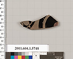 Terracotta fragment of a kylix: eye-cup  (drinking cup), Terracotta, Greek, Attic
