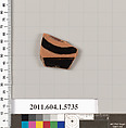 Terracotta fragment of a kylix: eye-cup  (drinking cup), Terracotta, Greek, Attic