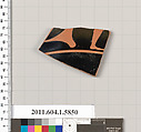 Terracotta fragment of a kylix: eye-cup  (drinking cup), Terracotta, Greek, Attic