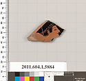 Terracotta fragment of a kylix (drinking cup), Terracotta, Greek, Attic