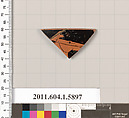 Terracotta rim fragment of a kylix (drinking cup), Terracotta, Greek, Attic