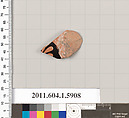 Terracotta fragment of a kylix (drinking cup), Terracotta, Greek, Attic