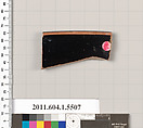 Terracotta rim fragment of a kylix (drinking cup), Terracotta, Greek, Attic