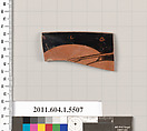 Terracotta rim fragment of a kylix (drinking cup), Terracotta, Greek, Attic
