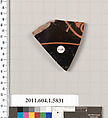 Terracotta fragment of a kylix: eye-cup  (drinking cup), Terracotta, Greek, Attic