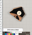 Terracotta fragment of a kylix (drinking cup), Terracotta, Greek, Attic