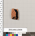 Terracotta fragment of a kylix: eye-cup  (drinking cup), Terracotta, Greek, Attic