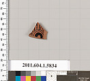 Terracotta fragment of a kylix: eye-cup  (drinking cup), Terracotta, Greek, Attic