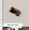 Terracotta fragment of a kylix: eye-cup  (drinking cup), Terracotta, Greek, Attic