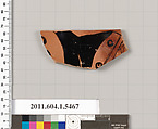 Terracotta fragment of a kylix (drinking cup), Attributed to the Painter of Berlin 2268 [DvB], Terracotta, Greek, Attic