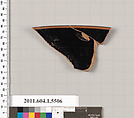 Terracotta rim fragment of a kylix (drinking cup), Terracotta, Greek, Attic
