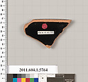 Terracotta rim fragment of a kylix: eye-cup (drinking cup), Terracotta, Greek, Attic