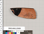Terracotta rim fragment of a kylix: eye-cup (drinking cup), Terracotta, Greek, Attic