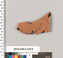 Terracotta fragment of a kylix (drinking cup), Terracotta, Greek, Attic