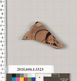 Terracotta fragment of a kylix (drinking cup), Terracotta, Greek, Attic