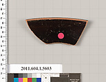 Terracotta rim fragment of a kylix (drinking cup), Terracotta, Greek, Attic