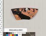 Terracotta rim fragment of a kylix (drinking cup), Terracotta, Greek, Attic