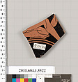 Terracotta fragment of a kylix (drinking cup), Attributed to Onesimos [DvB], Terracotta, Greek, Attic