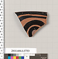 Terracotta rim fragment of a kylix: eye-cup (drinking cup), Terracotta, Greek, Attic