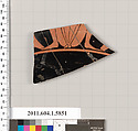 Terracotta fragment of a kylix: eye-cup  (drinking cup), Terracotta, Greek, Attic