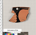 Terracotta rim fragment of a kylix: eye-cup  (drinking cup), Terracotta, Greek, Attic