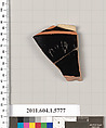 Terracotta fragment of a kylix: eye-cup  (drinking cup), Terracotta, Greek, Attic